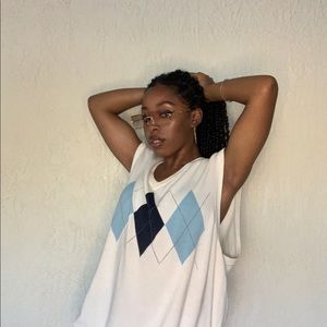 Cream Argyle Sweater 🧵Y2K